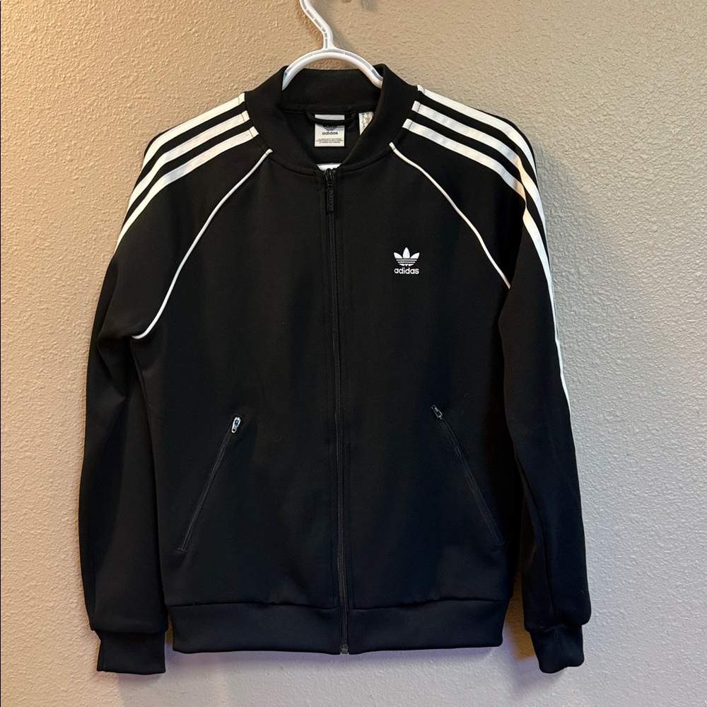adidas Black Track Jacket with White Accents